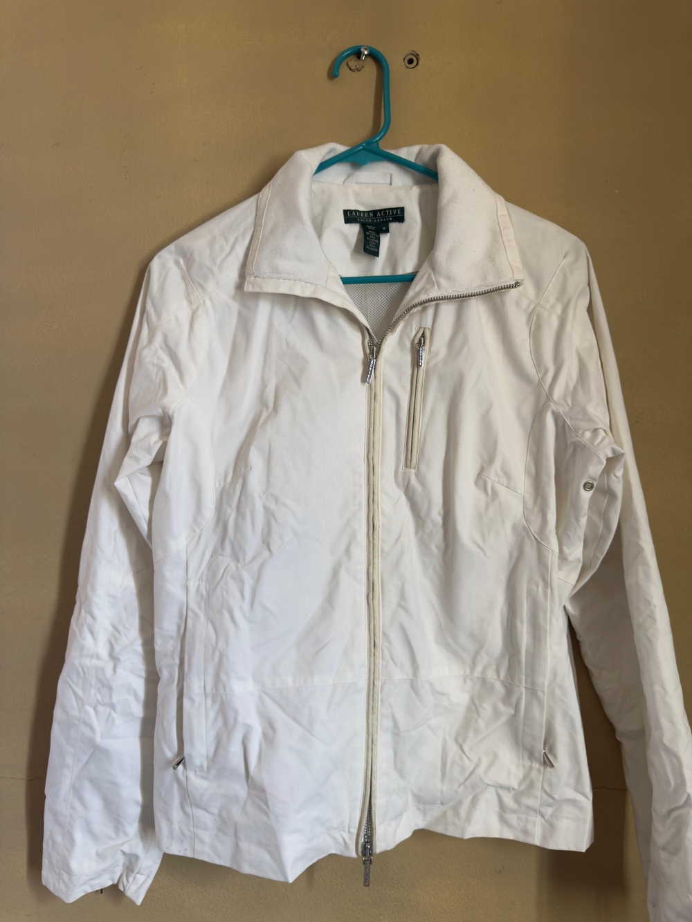 Ralph Lauren Women's White Zip-Front Jacket Active